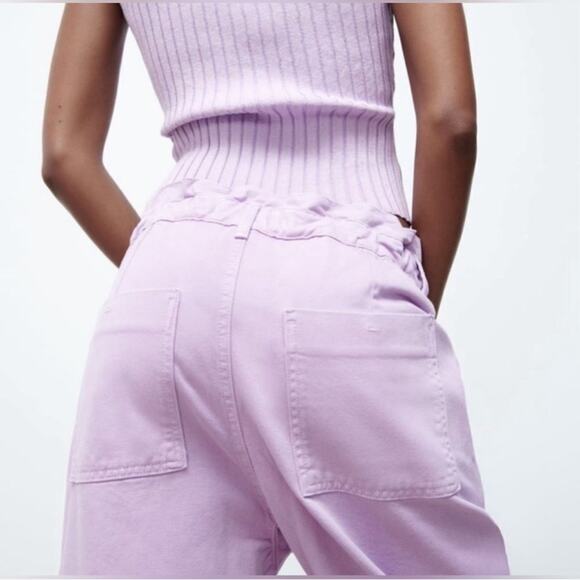 Zara Lilac High Rise Paper Bag Jeans - Picture 9 of 9